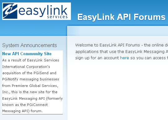 EasyLink API Forums